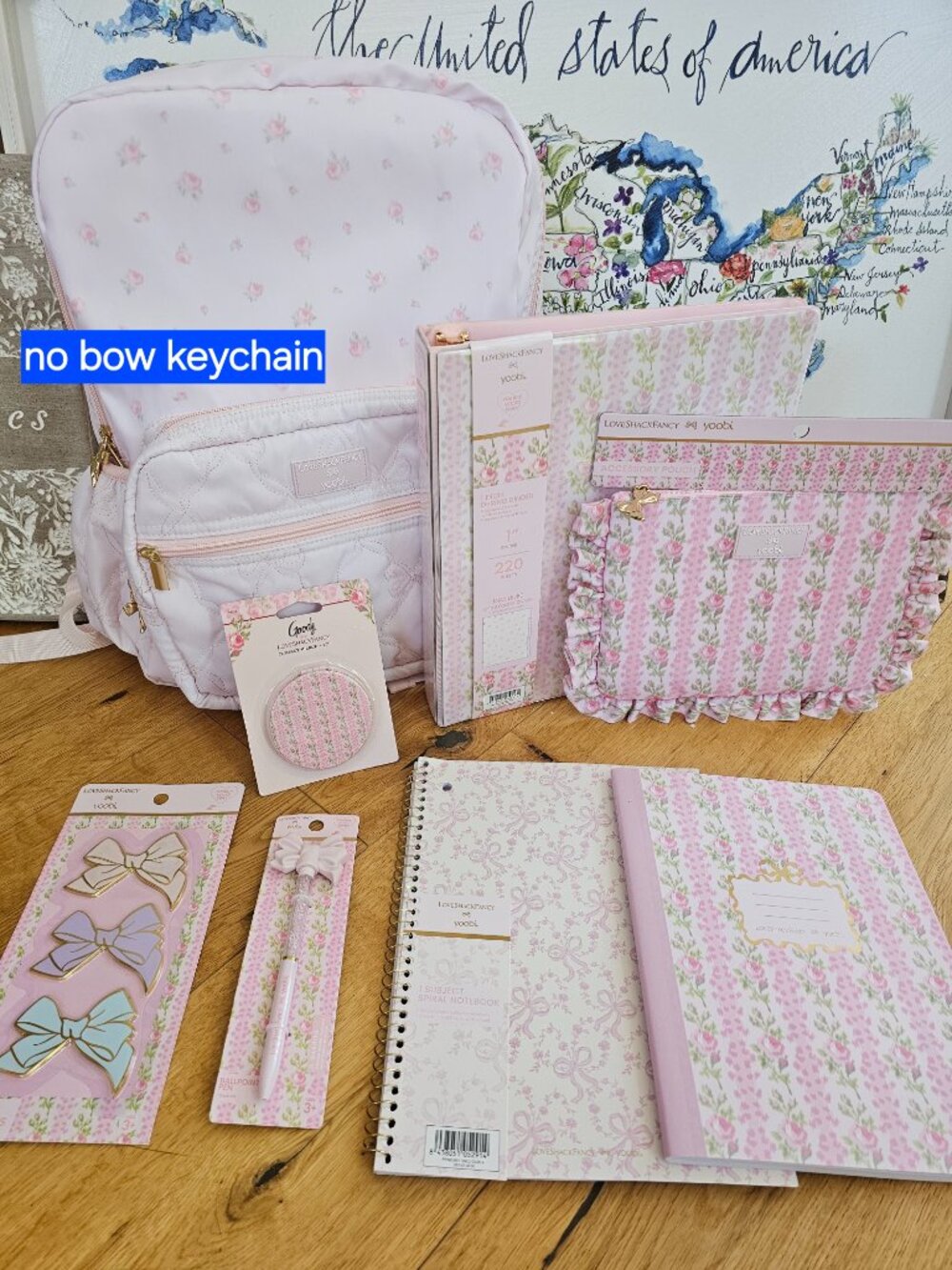 LoveShackFancy Target Heirloom Ditsy pink binder Backpack composition book bow